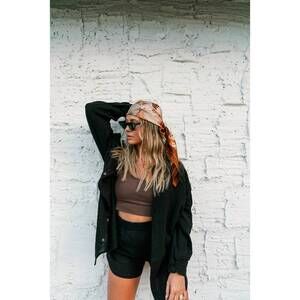 NEW TRIBE KELLEY gauze button down shirt in black